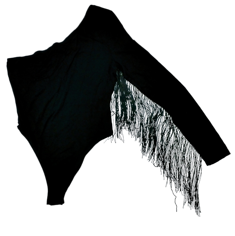 Shein Fringe Trim One Shoulder Bodysuit - Picture 8 of 13